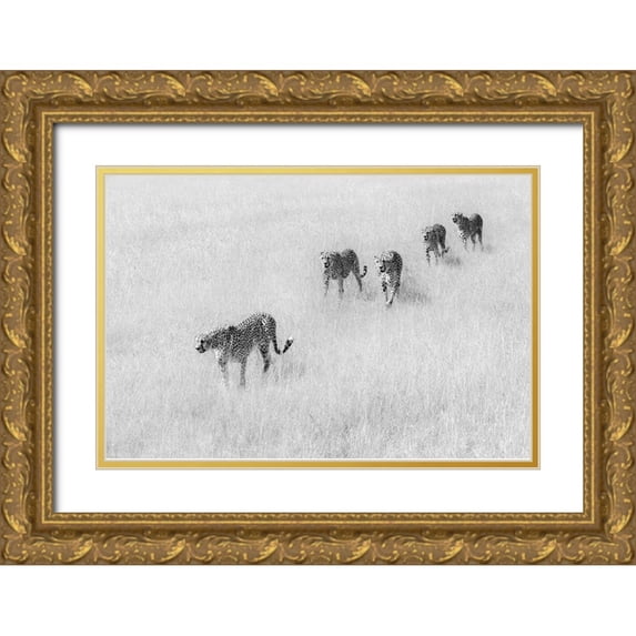 Zuo, Jun 18x13 Gold Ornate Wood Framed with Double Matting Museum Art Print Titled - Five Boys