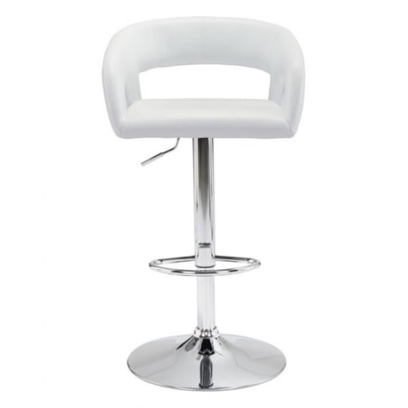Zuo Leatherette,Chromed Steel Bar Chair White 100611