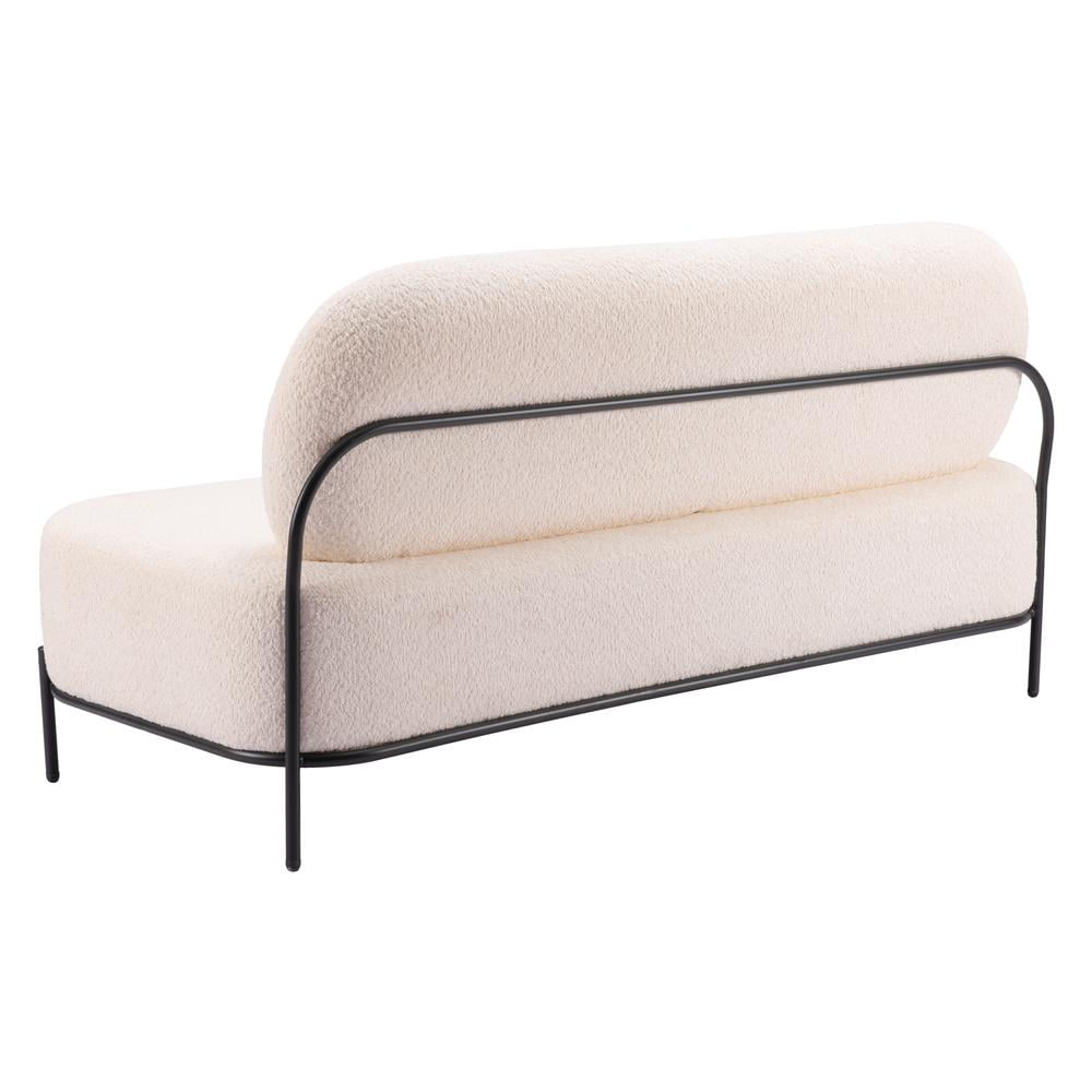 Arendal Vanilla Teddy Fabric Sofa with Black Metal Frame