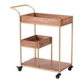 thumbnail image 1 of Brown  Gold Bar Cart With Removable Serving Tray, 1 of 8