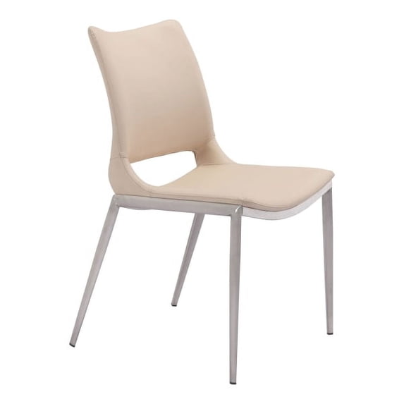 Zuo Modern Ace Dining Chairs, Light Pink/Brushed Stainless Steel, Set Of 2 Chairs