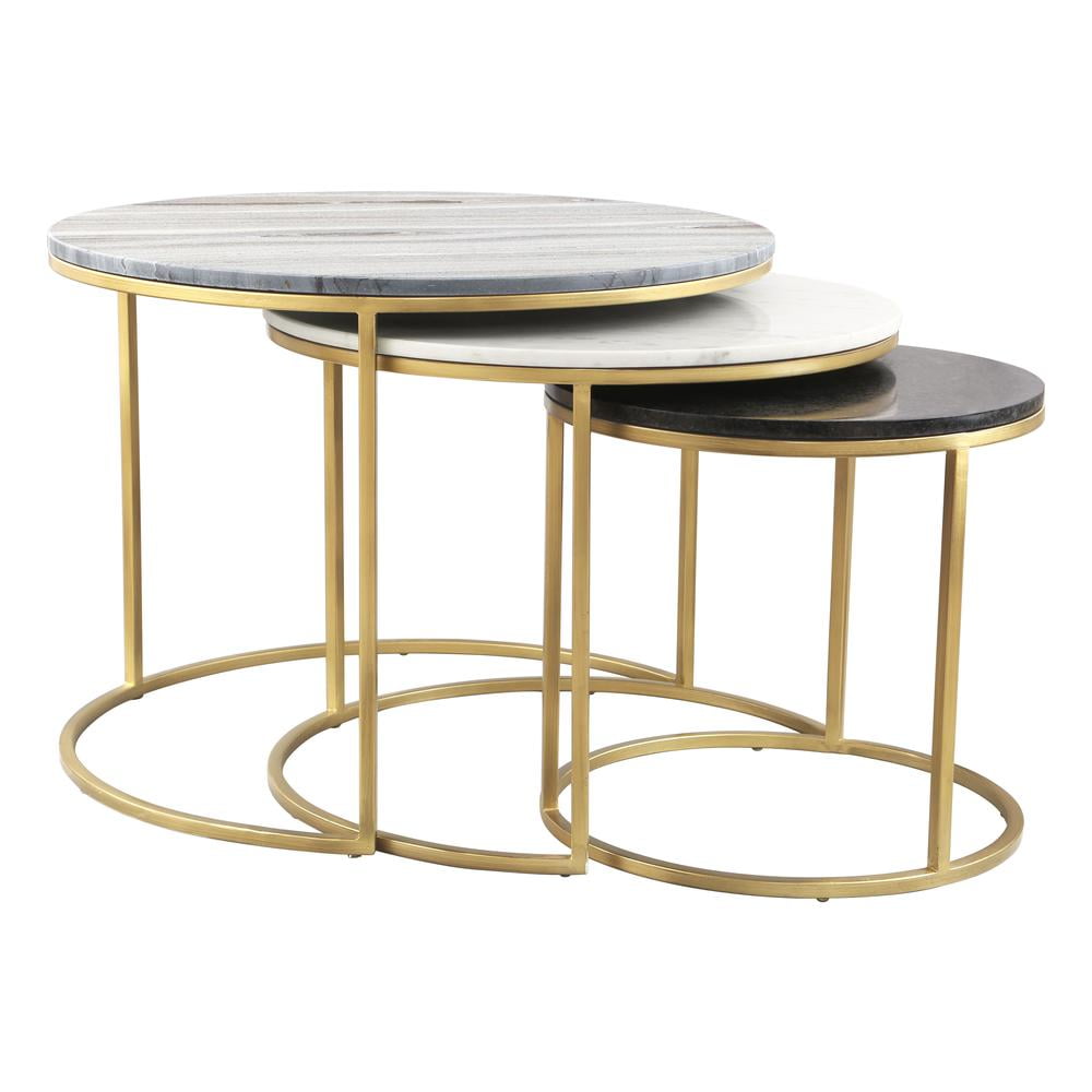 Franco Multicolor Marble and Iron Nesting Coffee Table Set