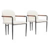 White Upholstered Leather Arm Chair with Metal Frame