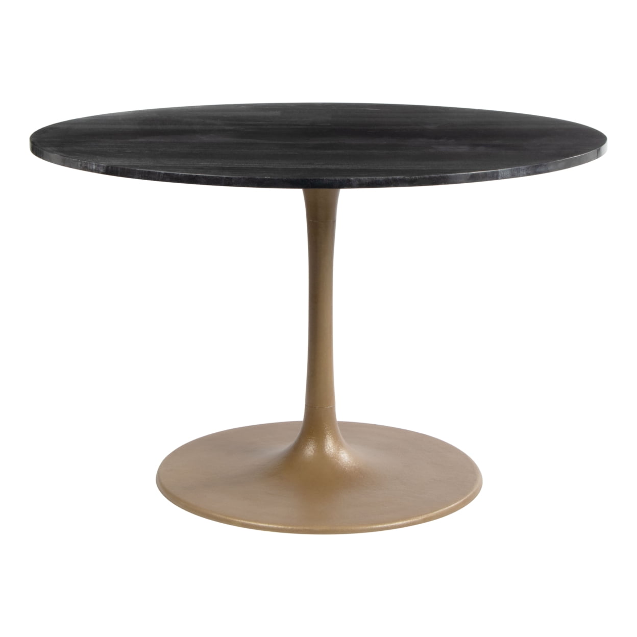 Black Marble and Gold Pedestal Round Dining Table