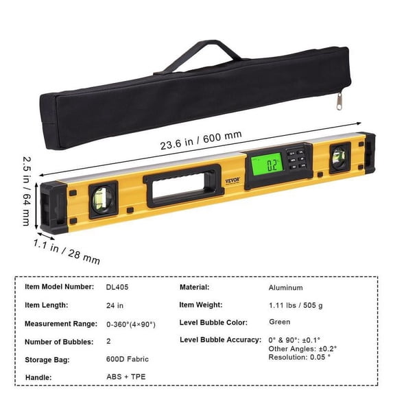 Magnetic Torpedo Level, 78/48/32/24/16/10 in Mechanical Level Set, Bubble Vials Ruler for 45/90/180 Degree, Aluminum Alloy Leveler Tool w/ Viewing Window, Shock-Resistant for Plumbing, Wood