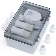 Zuomeng 12V Automatic Shower Sump Pump Box, Zuomeng 750GPH High-Flow Drain Pump with Threaded Strainer & 3 Hose Adapters 3/4", 1", 1-1/8" for Boat Shower Wastewater Discharge