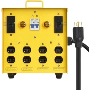 Zuomeng 30-Amp Portable Power Center, Split 240VAC Input into 2 Separate 120VAC Output, A&B Zone Independent Control with 2 Mini Voltmeter and Ammeter