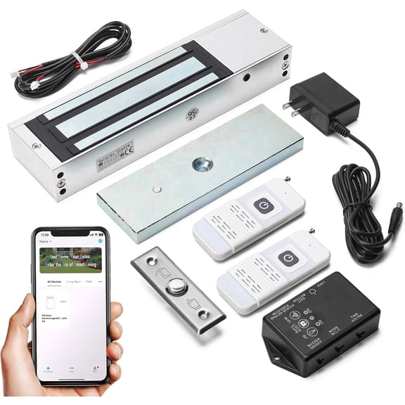 Zuomeng WiFi Smart Magnetic Lock Kit, 1200lbs, Zinc Alloy, w/ Controller, Magnet & Remote, 4 Modes, Sound Alerts for Home Office, Father's Day Gift