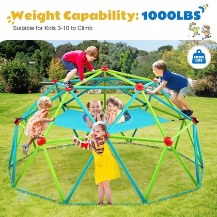 Zupapa 10FT Climbing Dome with Hammock, Dome Climber with Hammock for Kids 3 to10 Outdoor Play Equipment, Supports up to 1000lbs Jungle Gym