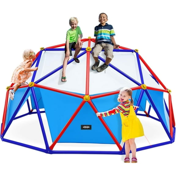 Zupapa 10FT Dome Climber with Canopy, Upgraded Outdoor Geometric Dome Climber with 1000LBS Weight Capability, Suitable for 1-6 Kids, Purple & Red