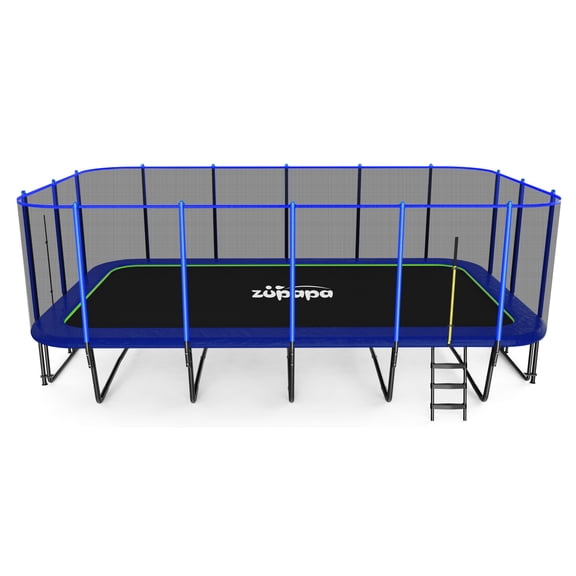 Zupapa 13x23 FT Rectangle Trampoline for Kids & Adults, Outdoor Heavy Duty Yard Trampoline with Enclosure, 800LBS Capacity Gymnastics Trampoline, Patented No-Gap Design ASTM Certified Anti-Wobble