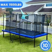 Zupapa 1500LBS Capacity Rectangle Trampoline 9X15FT 8X14FT Outdoor Square Gymnastics Trampolines for Kids Adults Long Tumbling Trampoline
