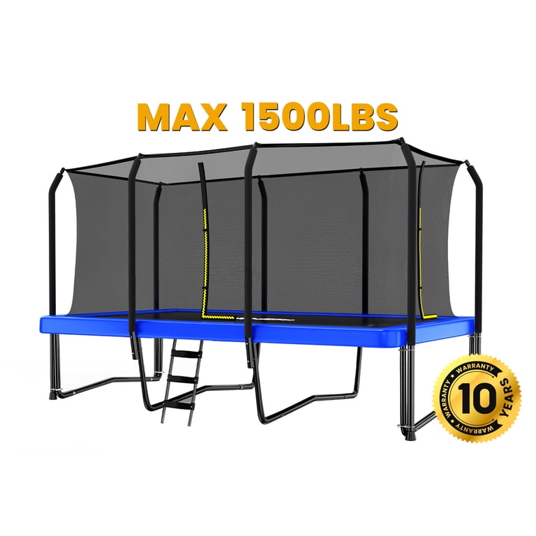 Zupapa Rectangle Trampoline, 1500LBS Capacity, 8'x14', 9'x15