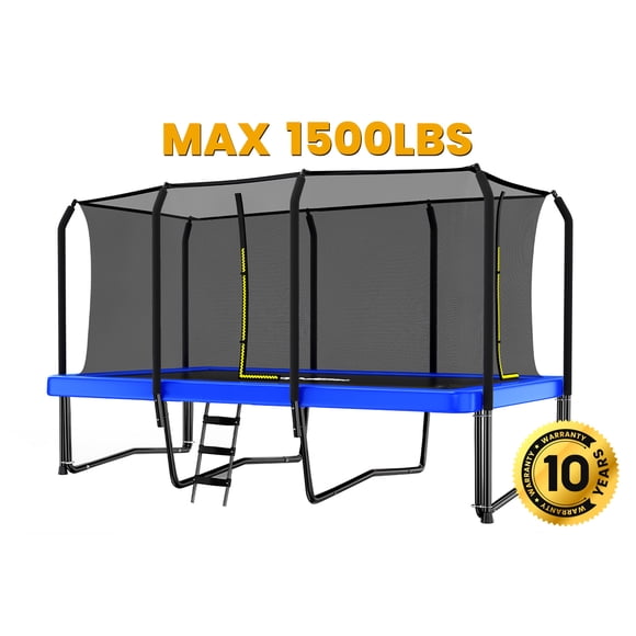 Zupapa 1500LBS Capacity Rectangle Trampoline 9X15FT 8X14FT Outdoor Square Gymnastics Trampolines for Kids Adults Long Tumbling Trampoline