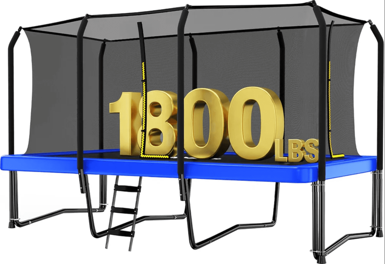 らむにゃ Zupapa Rectangle Trampoline, 1500LBS Capacity, 8'x14', 9'x15