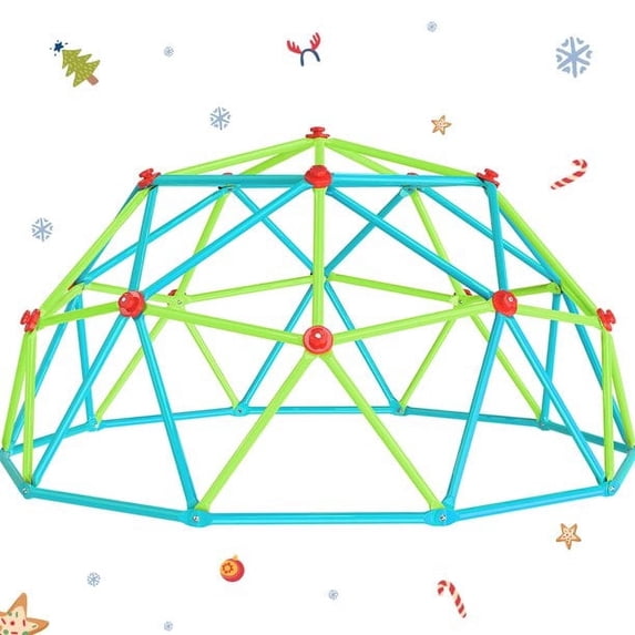 Zupapa 10FT Dome Climber, Supports 1000LBS Outdoor Playset, Upgraded Decagonal Geo Dome Climber and Easy Assembly Play Equipment for Kids, Cyan & Green