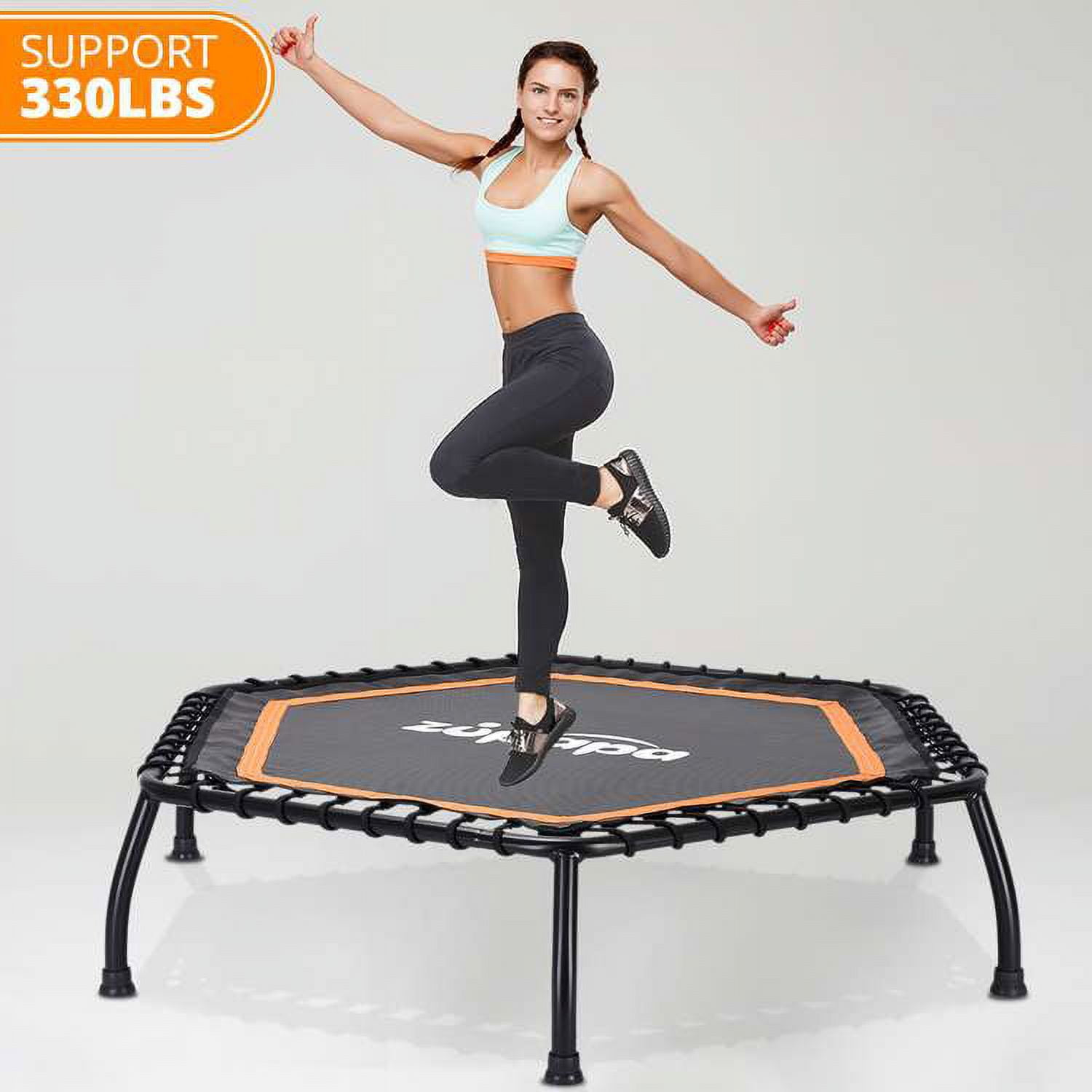 Zupapa 45 Inch Rebounder for Adults and Kids Mini Silent Fitness Trampoline for Indoor Outdoor Garden Workout Cardio Training Max Load 330 lbs