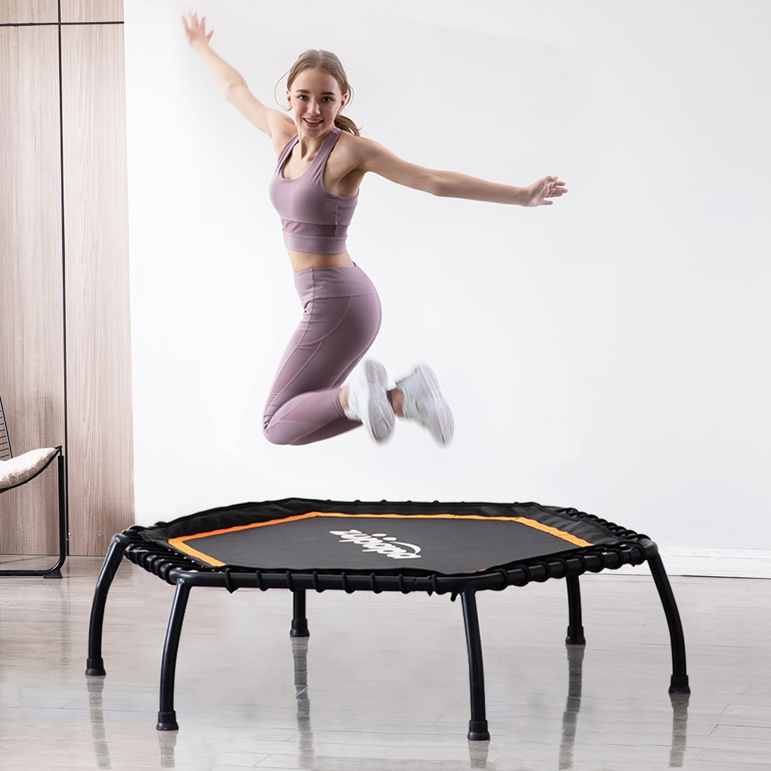 Zupapa 45in Fitness Trampoline Indoor Rebounder for Adults Max Limit 330 lbs