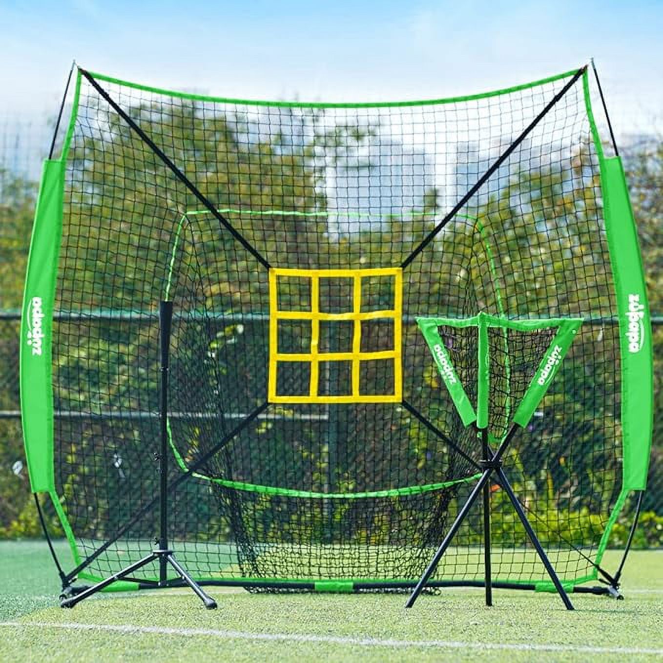 Zupapa 7x7 Feet Baseball Softball Hitting Pitching Net Tee Caddy Set