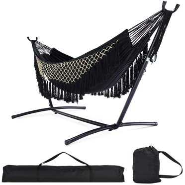 Segawe Portable Double Hammock With Stand – Beige, 450 Lb Capacity, With Carrying Case