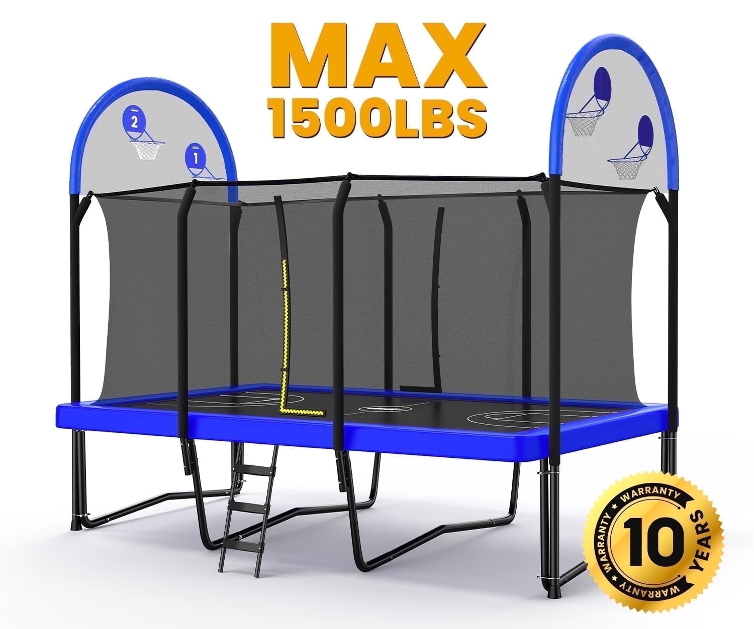 Zupapa 1500LBS Weight Capacity Rectangle Trampoline Basketball