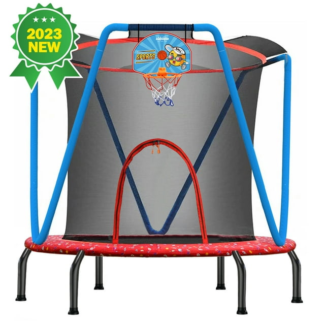 Zupapa Small Trampolines NoGap Design with Basketball Hoop Mini