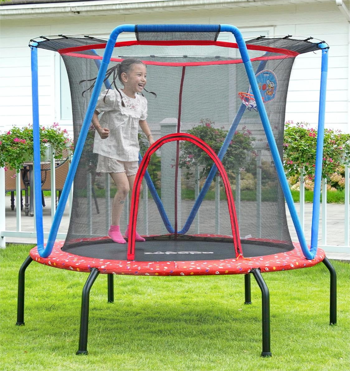 Zupapa Small Trampolines with Basketball Hoop Indoor Mini Trampoline