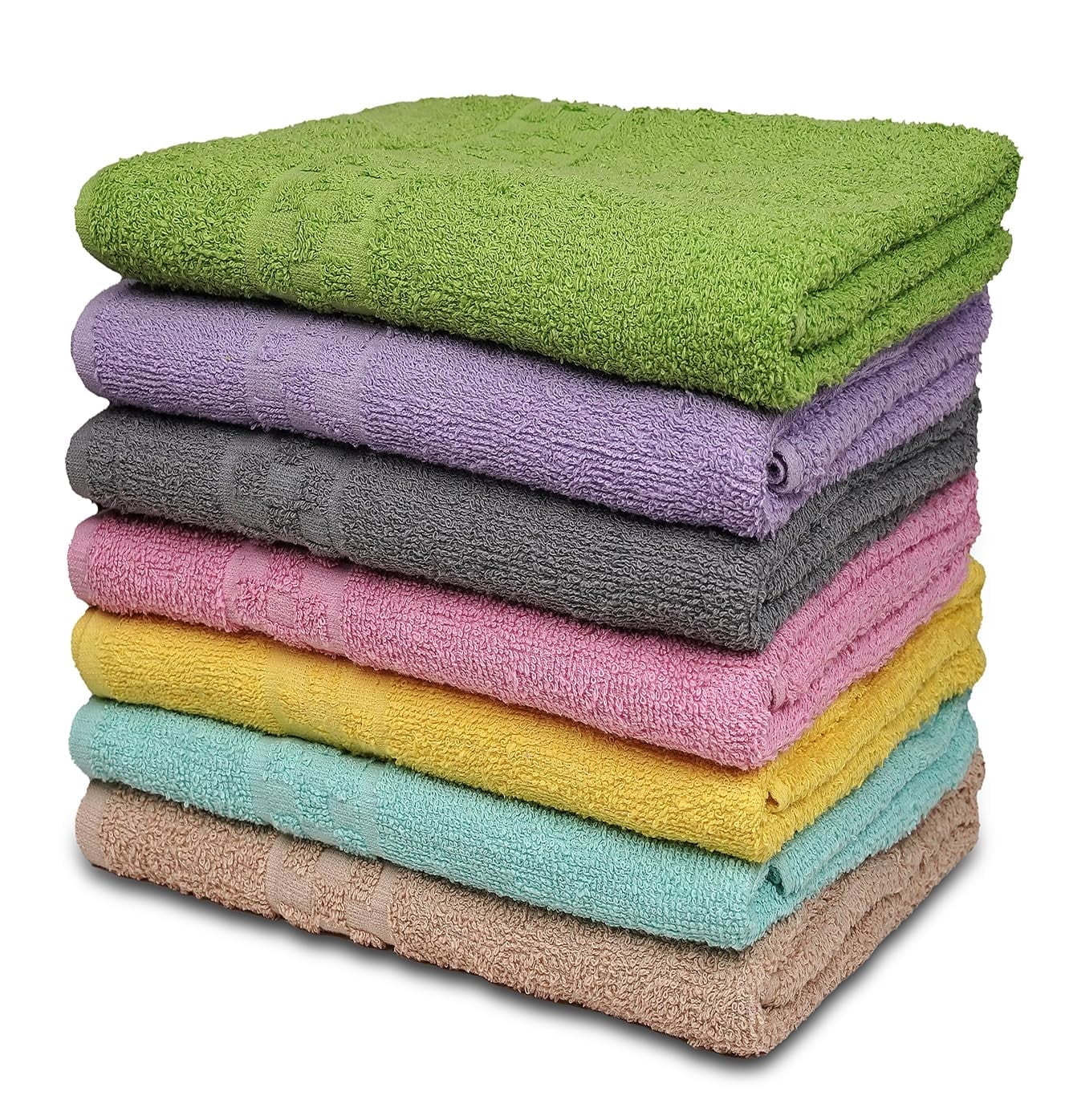 Zuperia 7-Pack Large Bath Towels, 30x54 Soft Cotton, Absorbent, Multicolor for Spa, Gym & Bathroom