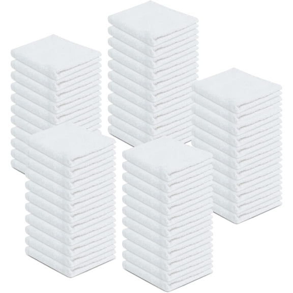 Zuperia Cleaning Cloths Pack of 50, (12 x 12 inches) White Cotton Terry Towels for Auto Detailing and Painting, High Absorbent Multipurpose Towels