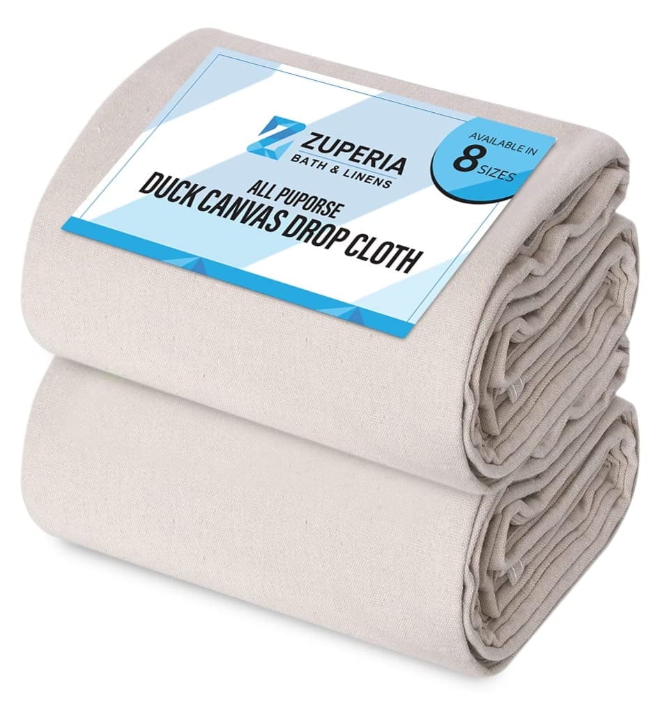 Reusable Drop Slips Zuperia Reusable Canvas Drop Cloth for Painting & Art, 4x15ft, Pack of ...