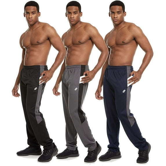 Zupo 3 Pack: Men's Active Performance Closed Mesh Track Jogging Drawstring Sweatpants with Pockets X-Large, Set A