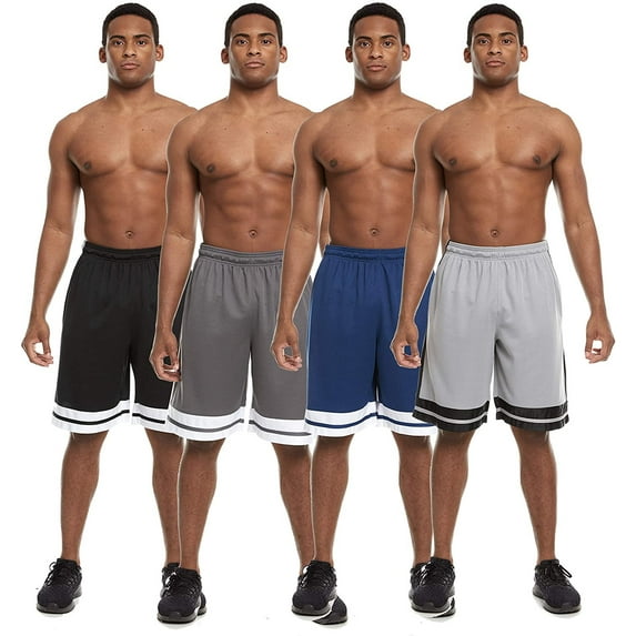 Zupo 4 Pack: Men's Active Performance Quick-Dry Athletic Basketball Workout Gym Knit Shorts with Pockets XX-Large, Set D