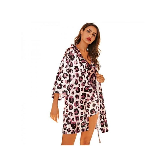 Zupora 3pcs/set Summer New Ladies Casual Pajamas Suspenders+Shorts+Robes Silk-like Home Wear Nightgown for Women