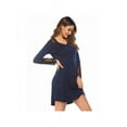 thumbnail image 1 of Zupora Nightgown for Women Soft Comfy Sexy V Neck Lace Trim Eyelash Mesh Long Sleeves Button Front Nightshirts Loose Lounge Dresses Mini Slip Sleep Dress for Indoor Outdoor, S-2XL, 1 of 4