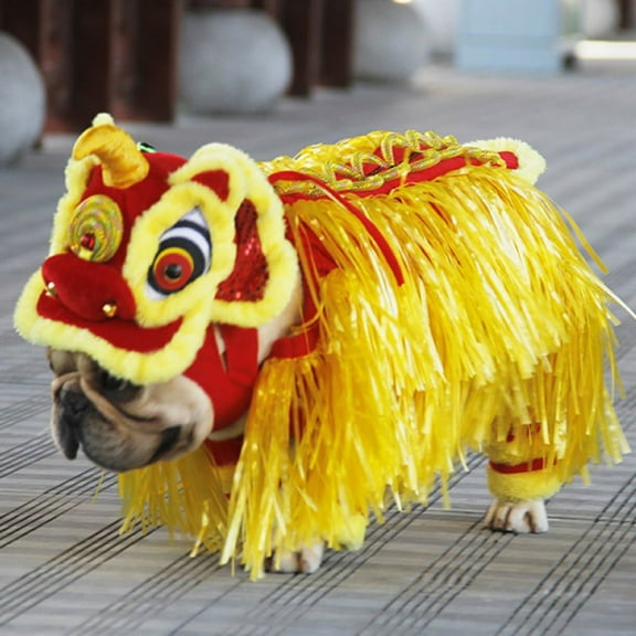 Zupora Pet Costume Cute Lion Dance Pet Costume New Year Cat Dog Clothes Hoodies Coat Christmas Cosplay Party, Funny Puppy Kitten Outfit Dressing up Party Apparel for Small Medium Cats Dogs, S-XL