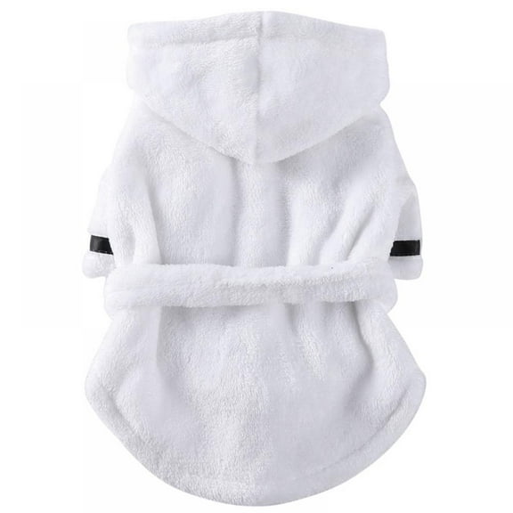 Zupora Pet Pajama With Hood Thickened Luxury Soft Cotton Hooded Bathrobe Quick Drying And Super Absorbent Dog Bath Towel Soft Pet Nightwear For Puppy Small Dogs Cats, White