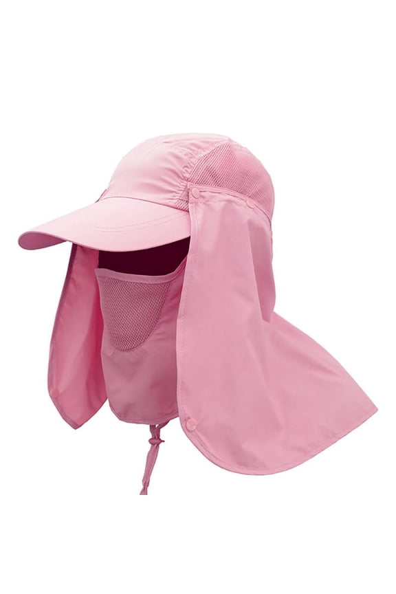 Sun Cap Fishing Hat with Face Neck Flap, Quick Dry, UPF 50+ Protection, Wide Brim, Removable Mesh Face, Sun Protection, Windproof Strap, Women Men Baseball Cap for Beach