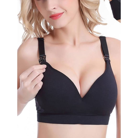 Zupora Women's Nursing Bra Wireless Clip Down Bras Seamless Breastfeeding Bra Soft Comfy Maternity Bra Underwear Lingerie, 3 Hook and Eye, 3/4 Cup, M-2XL