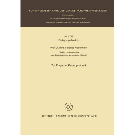 Zur Frage der Keratoprothetik, (Paperback)