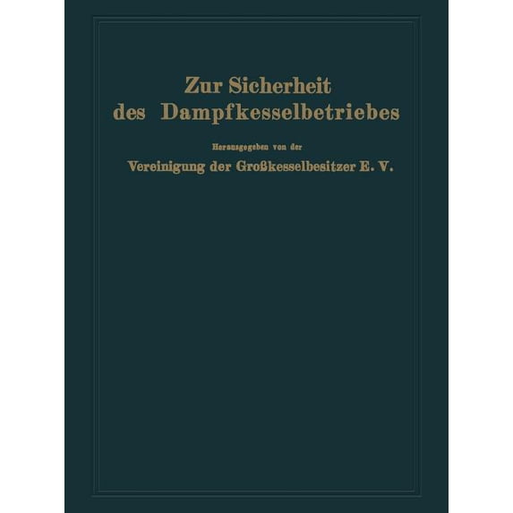 Zur Sicherheit Des Dampfkesselbetriebes: Berichte Aus Den Arbeiten Der Vereinigung Der Großkesselbesitzer E. V. Verhandl, (Paperback)