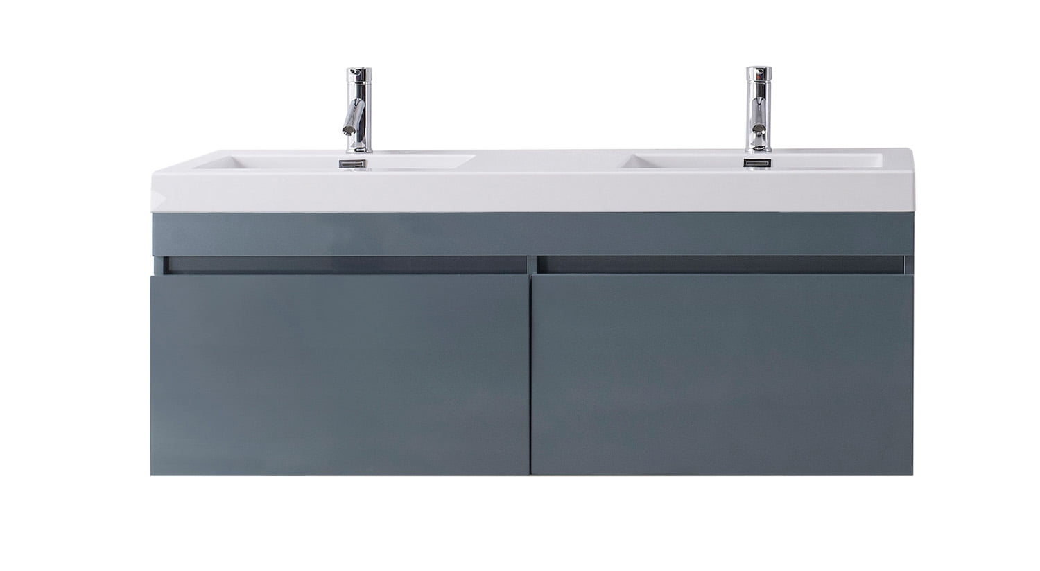 Zuri 55" Double Bath Vanity in Gray with White Polymarble Top