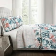 thumbnail image 1 of Zuri Flora Quilt Blue/Coral 3Pc Set King, 1 of 3