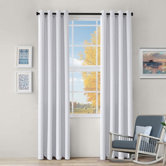 Zuri Room Darkening Noise Reducing Metallic Wave Blackout Curtain Set Off White / 52"x108"