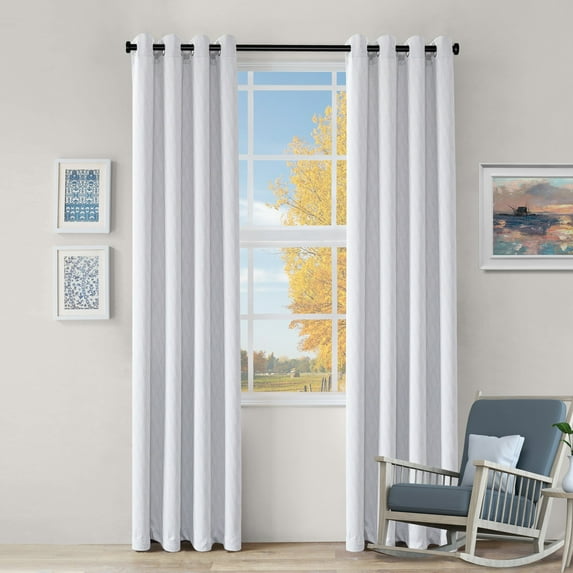Zuri Room Darkening Noise Reducing Metallic Wave Blackout Curtain Set Off White / 52"x96"