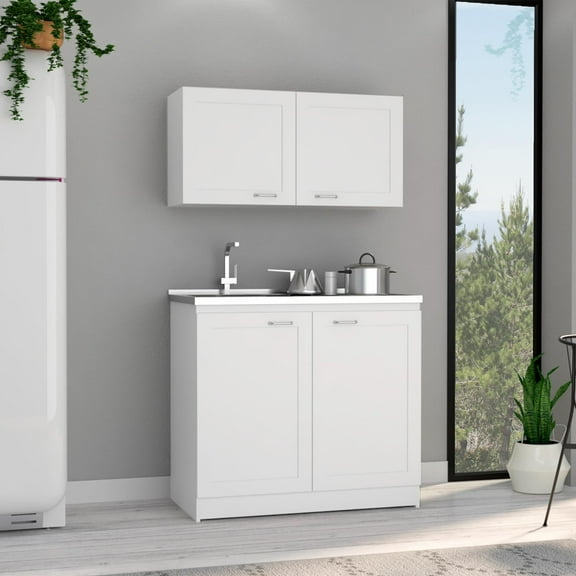 Zurich Cabinet Set, Two Shelves White