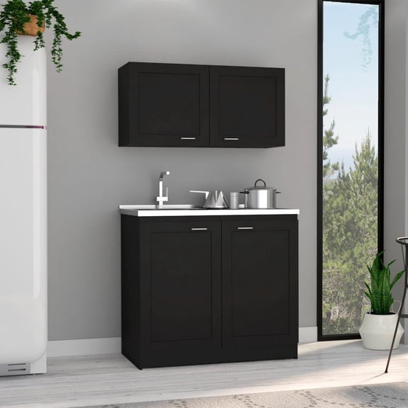 Zurich Cabinet Set, Two Shelves Black