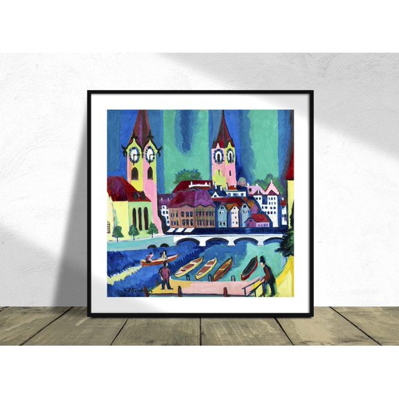 Zurich Ernst Ludwig Kirchner Square Poster German Expressionism Style 20Th Century City Landscape, Unframed Canvas 8x10in