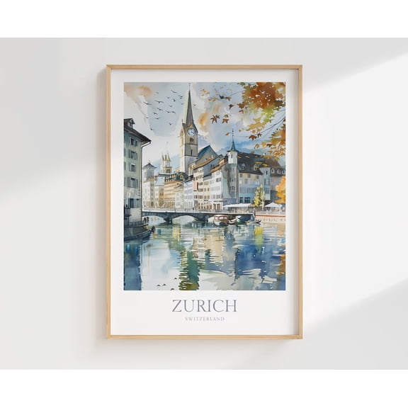 Zurich Switzerland Wall Art Home Decor Poster Travel Poster, Unframed Size 8x12