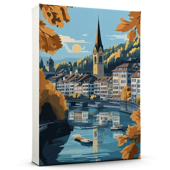 Zurich Travel Canvas, Switzerland Canvas Print,Zurich Canvas Wall Art,Switzerland Travel Wall Art, Travel Print, Travel Gift -103AZ1536
