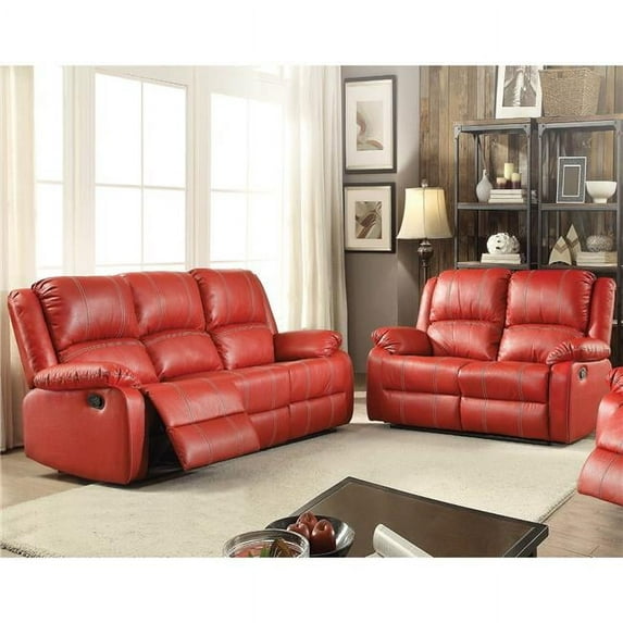 Zuriel Motion Sofa, Red PU - 40 x 81 x 39 in.